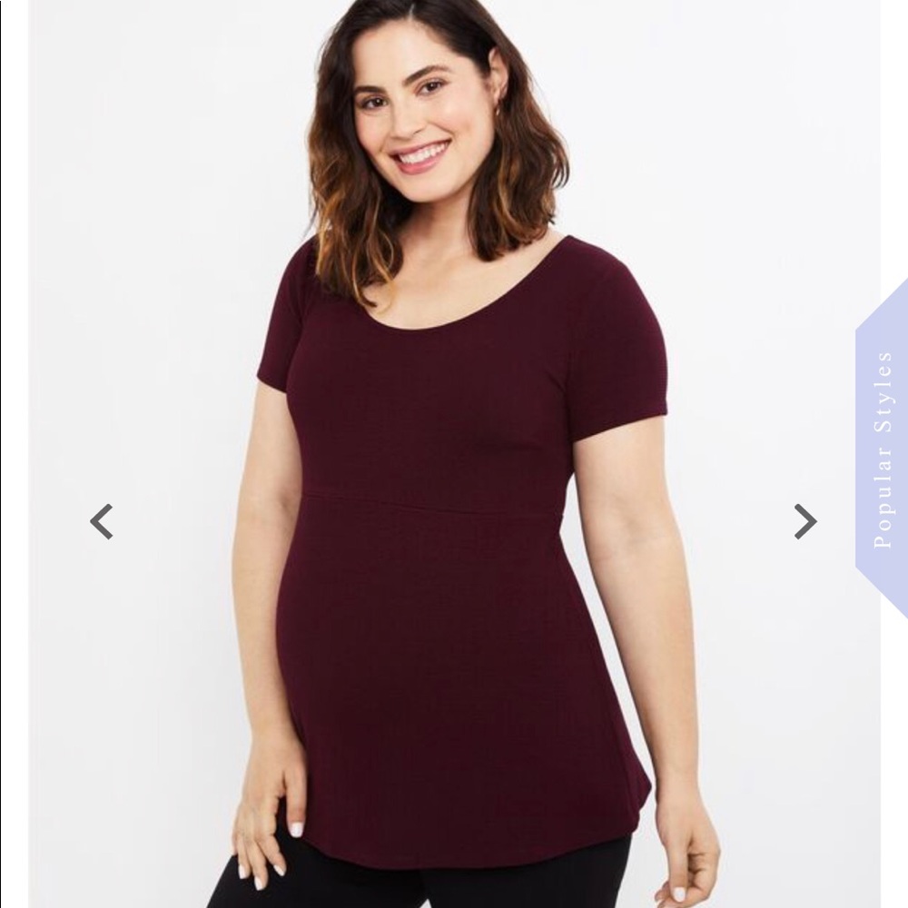 NWT Motherhood Maternity Textured Peplum Top L